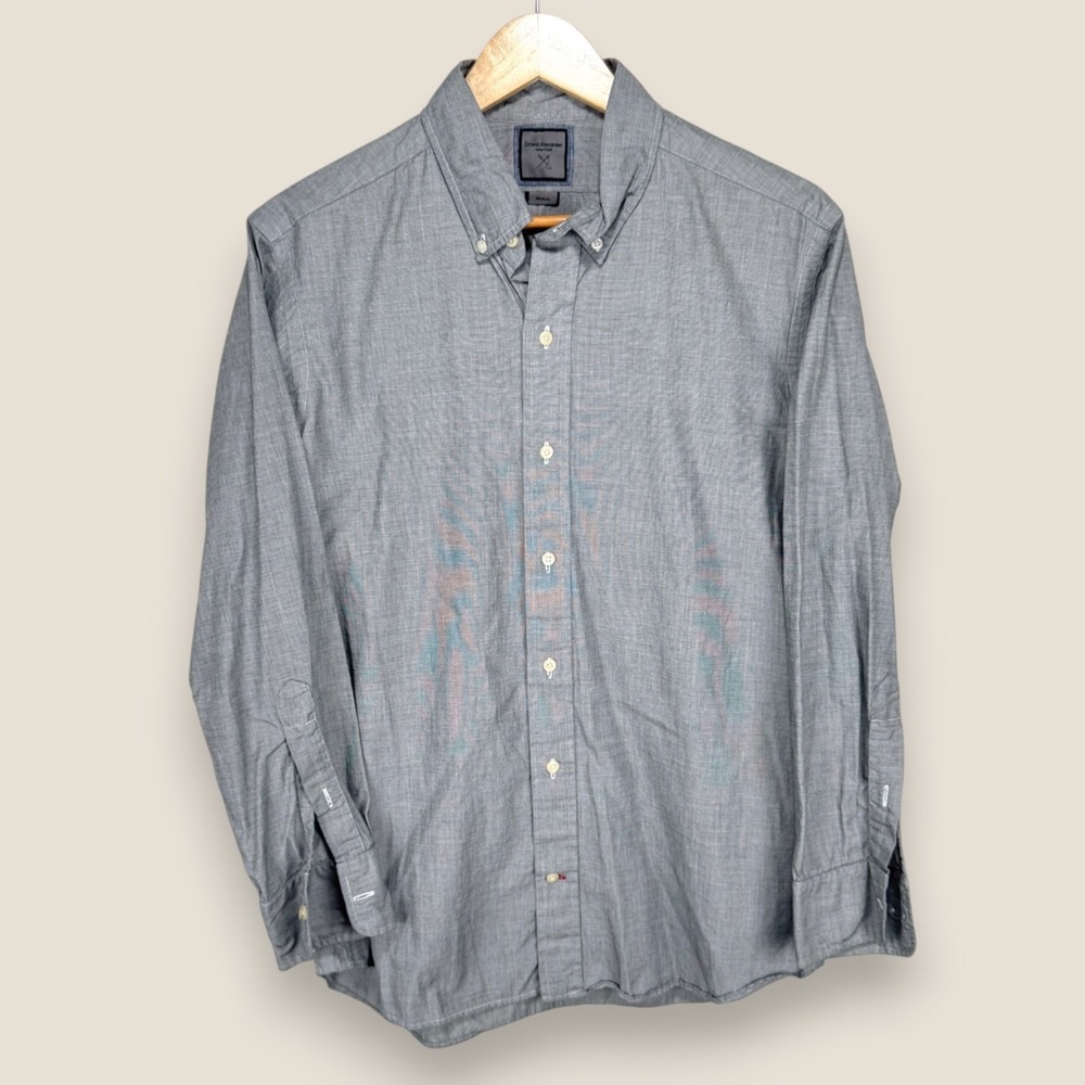 Ernest Alexander Button Down Shirt Men Medium Gray Cotton New York Made in USA